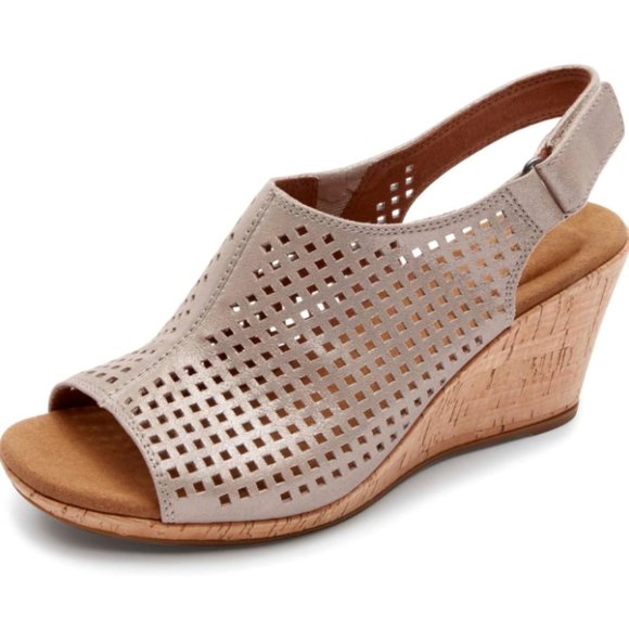 New Rockport Women's Briah Perf Sling Wedge Sandals Size 10 - Picture 1 of 12
